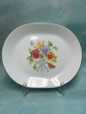 CORELLE SUMMER BLUSH PANSY SERVING PLATTER 12 ¼" x 10"